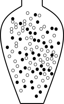 An urn model with 42 allergy (black) and 58 non-allergy (white). The black balls represent allergic and the white balls non-allergic.